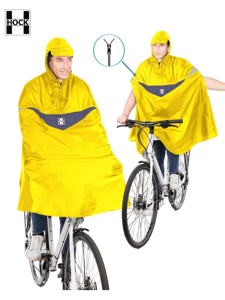 HOCK Premium Fahrrad Regenponcho 'Super Praktiko' mit Lüftung und seitlicher Armöffnung - 100,0% Wasserdichter Fahrradponcho für Herren & Damen