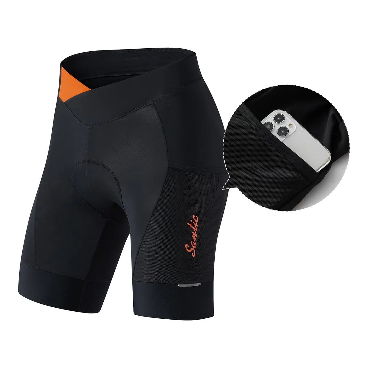 Santic Fahrradhose Damen Gepolstert Kurz Radlerhose Gepolstert Schnelltrockende mit Sitzpolster 3D breiterem dichterem Polster