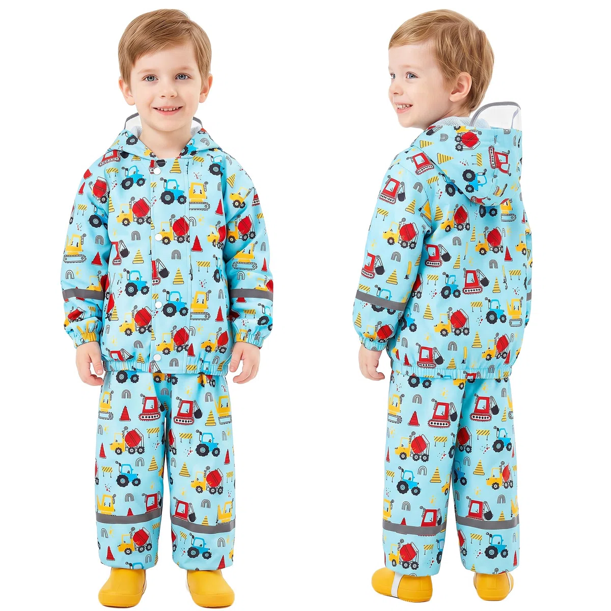 Regenanzug für Kinder, Mädchen Wind und wasserdicht Netzfutter Regenjacke & Regenhose Leicht Regenmantel mit Reflektor Regenset Zweiteiliger Regendichte Matschanzug Regenkleidung 1-7 Jahre