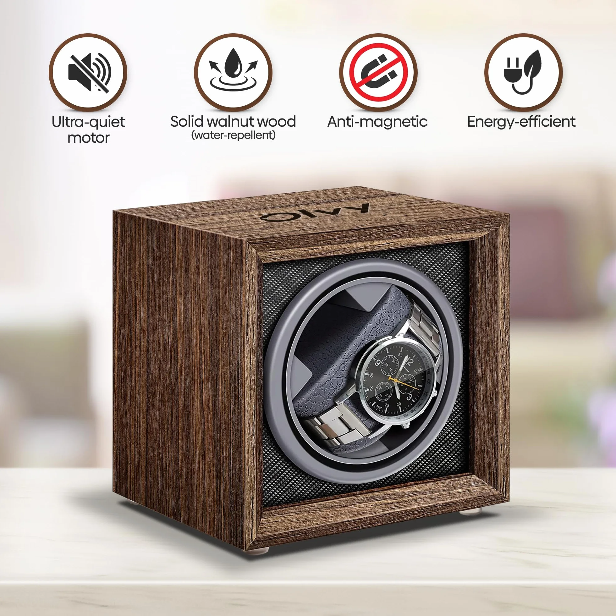 Olvy Uhrenbeweger für Automatikuhren, Extrem Leisem Motor, Watch Winder, Automatischer Uhrenbeweger, Watchwinder
