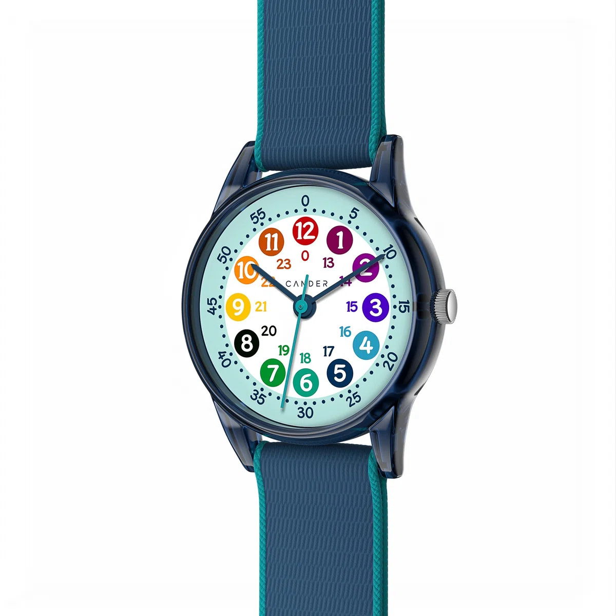Cander Berlin MNA 0130 M Kinderarmbanduhr Klett Armbanduhr Kinder Mädchen Junge 3 ATM wasserdicht Lernuhr analog blau