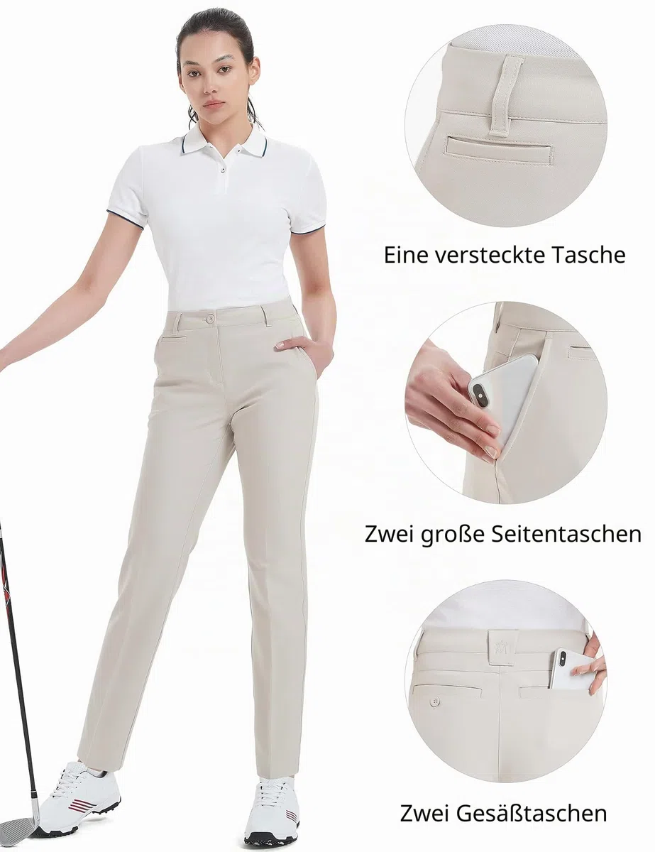 Women's Golf Pants Stretch Straight Lightweight Breathable Twill Work Chino Ladies Pants