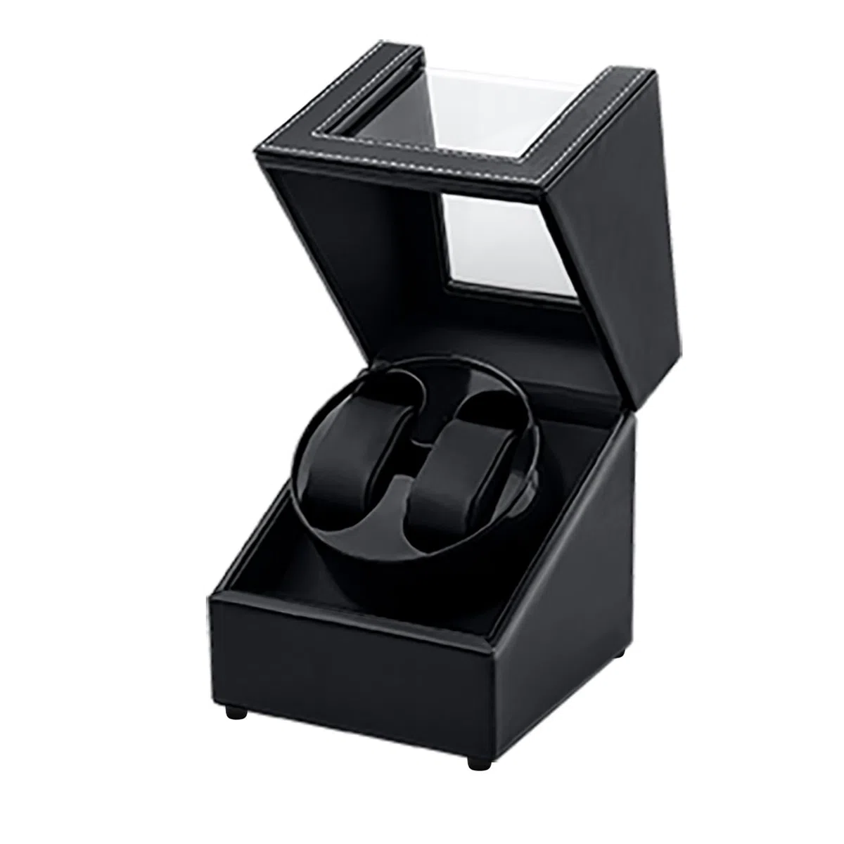 Mcbazel Uhrenbeweger 2 Uhren, Watch Winder für Herren und Damen USB-C Aufladung Uhrenbeweger Automatik TPD 970-2430 Zwei Wickelschwingmodi für Automatikuhren PU Leder - Schwarz