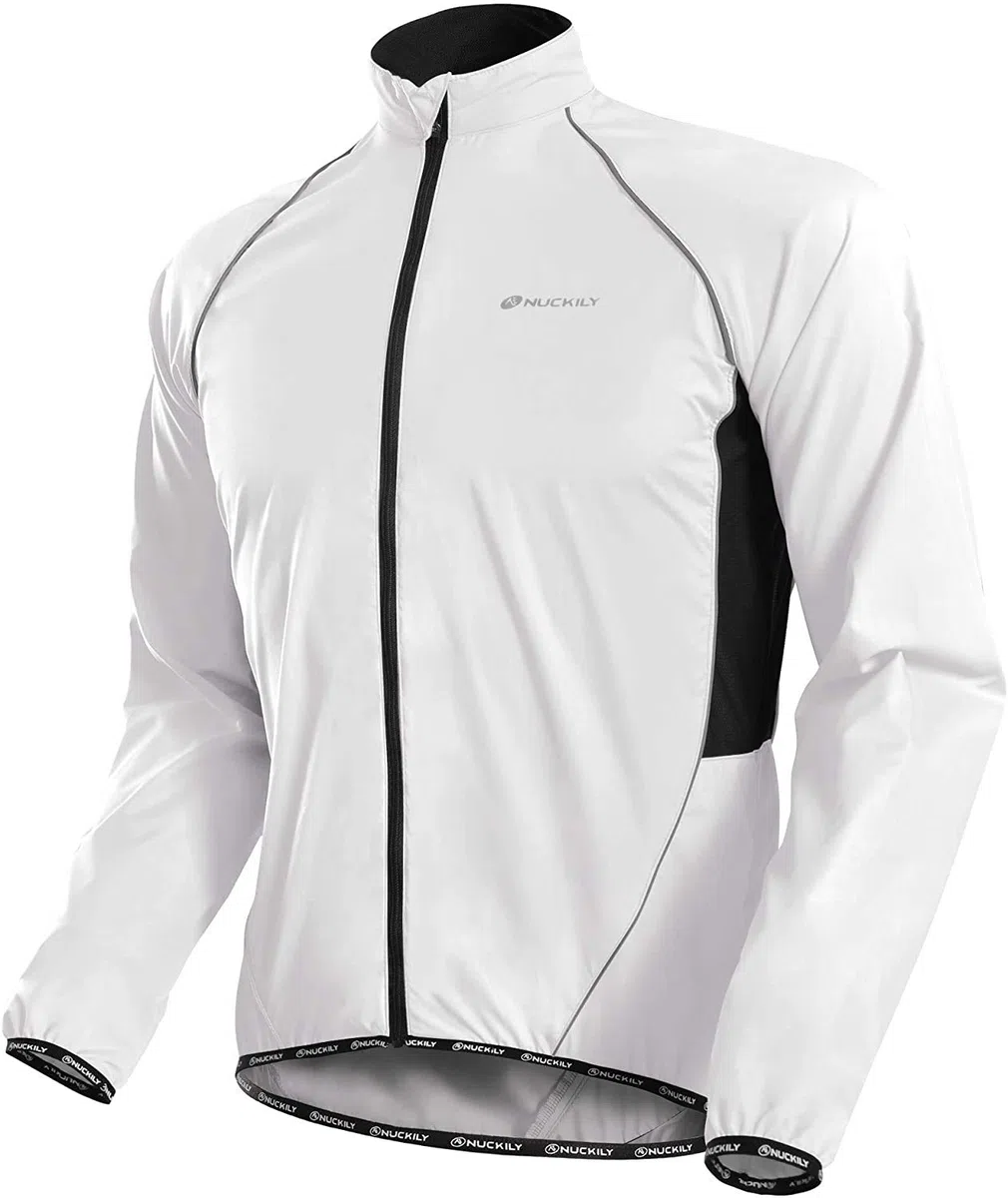 NUCKILY Herren Fahrradjacke Leichte Anti-UV Jersey Winddicht Wasserabweisend Mantel Laufen Windbreaker Regenmantel Outdoor Sportbekleidung