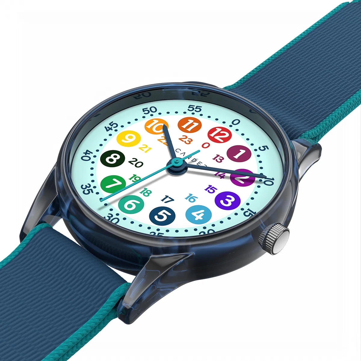 Cander Berlin MNA 0130 M Kinderarmbanduhr Klett Armbanduhr Kinder Mädchen Junge 3 ATM wasserdicht Lernuhr analog blau