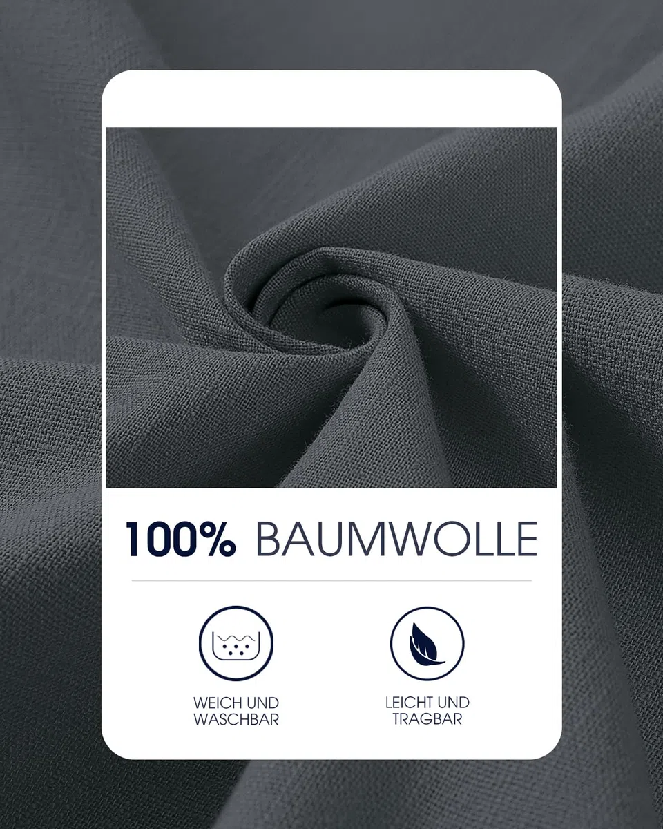 HMIYA Herren Kurzarm Hemd 100% Baumwolle Button Down Freizeithemden Sommer Strand Regular Fit Shirt