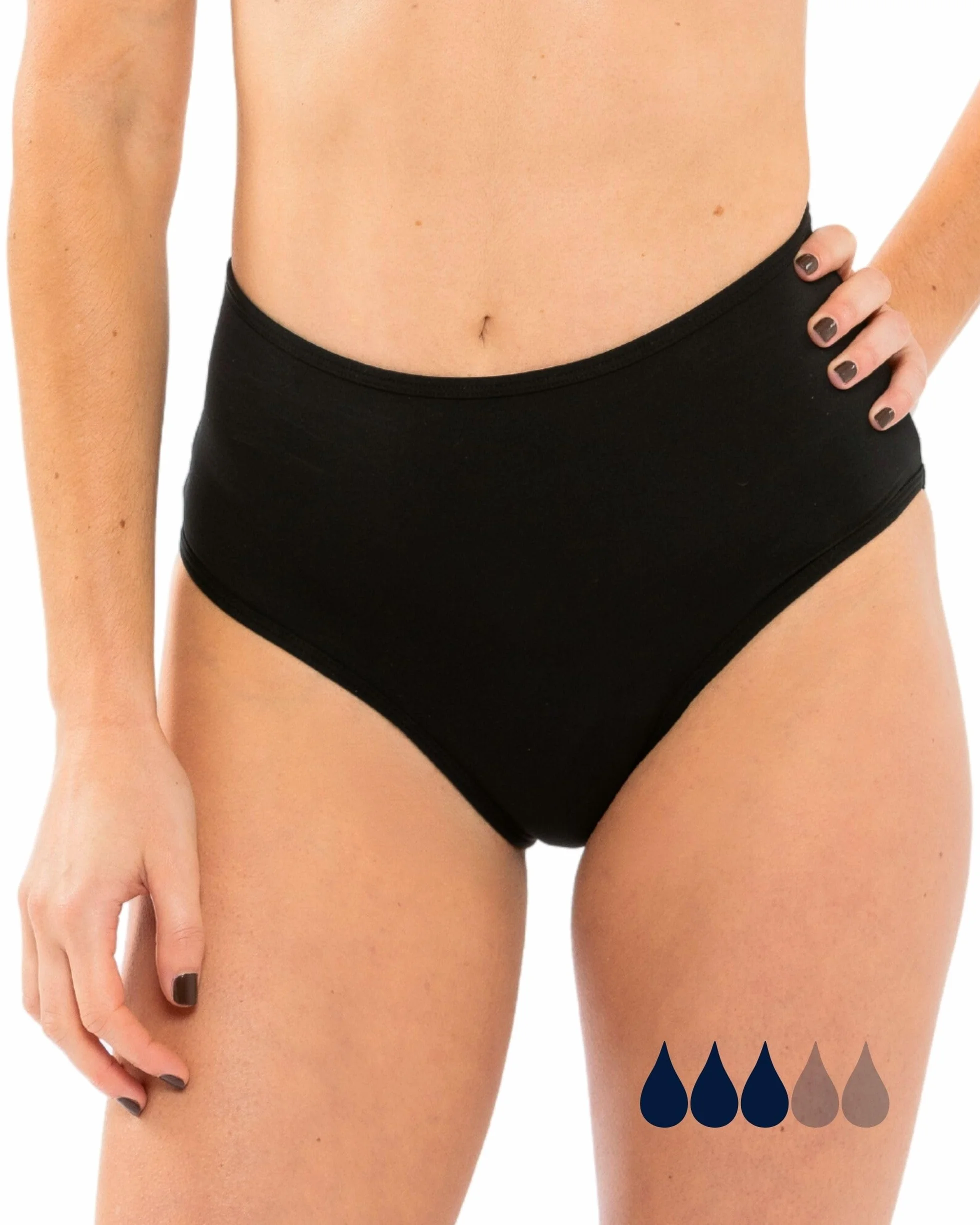 SORIO® Perioden Bikini mit Hohem Bund für Damen und Teenager – Nur Bikinihose - Saugfähig, Auslaufsicher und Geruchsfrei – Period Swimwear Für Leichte und Mittle Tage – Bedeckend – Naya