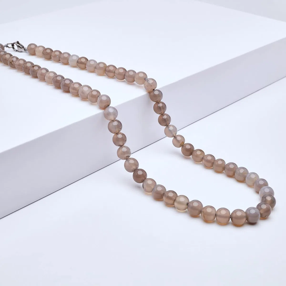 Handgemachte Herren Perlenkette Kette Tigerauge Onyx Grau Achat Jaspis | 8MM Natürliche Edelsteine Heilung Kristallschmuck
