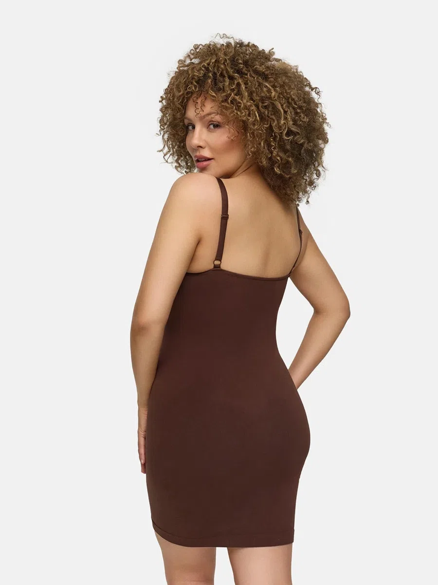 Shaping Cami Dress Damen – Figurformendes Shapewear Kleid mit Bauchkontrolle – Nahtlos & unsichtbar unter Kleidung – Glättende Silhouette mit verstellbaren Trägern