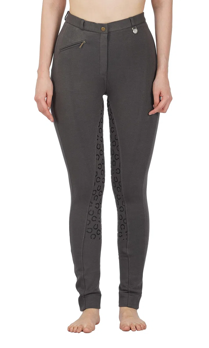 Women's Cotton/Lycra Soft Stretchy Silicon Jodhpurs JODS with Zip Pocket Ladies Knee Patch Equestrian Pants Full Seat 4 Way Stretch Jodhpurs Pant