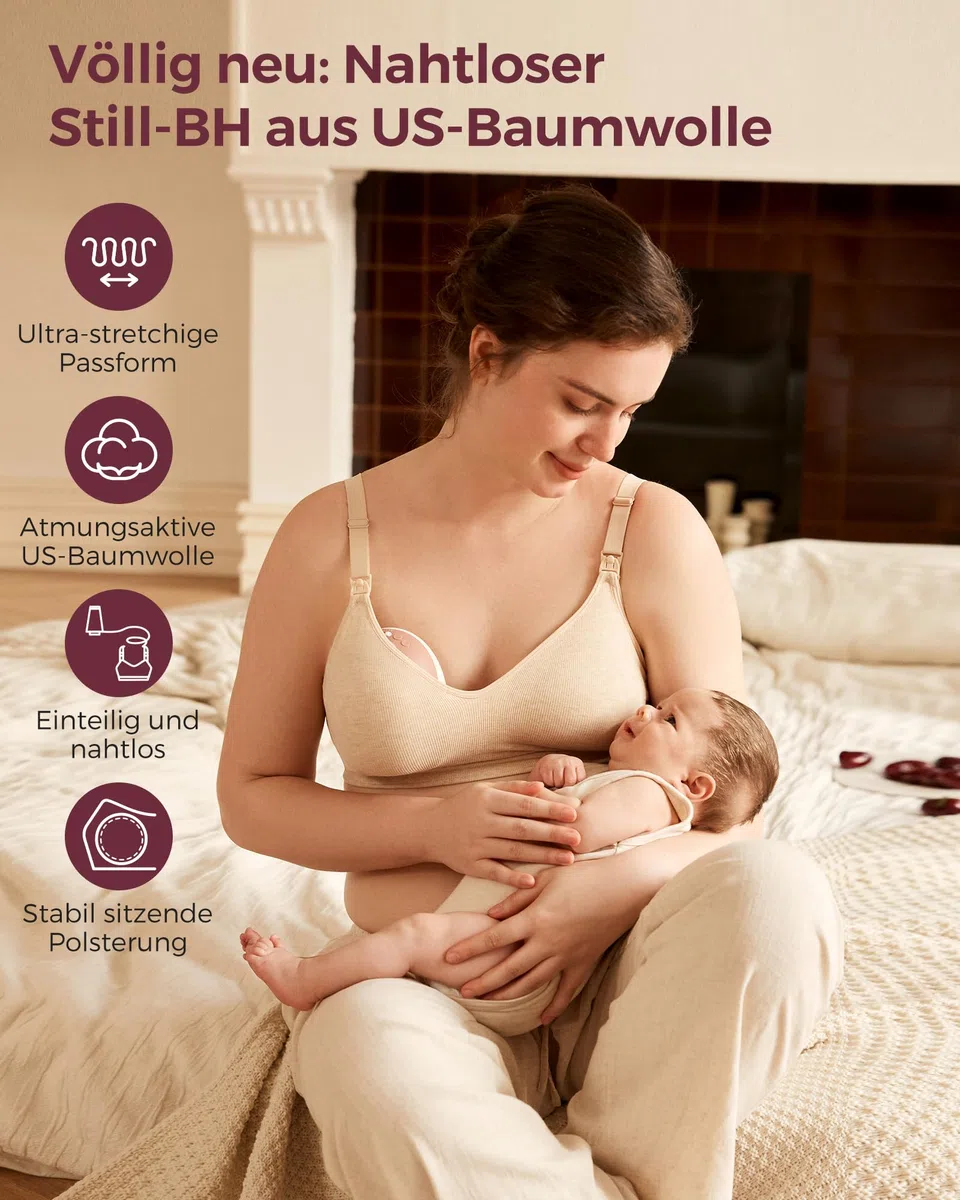 Momcozy Still-BHS zum Stillen, weicher, Nahtloser Schwangerschafts-BH aus US-Baumwolle, Feste Polsterung, ohne Bügel, für die Schwangerschaft