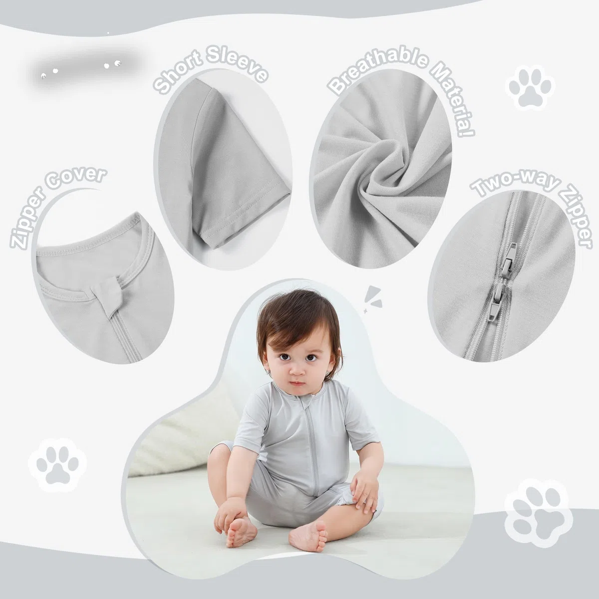 Unisex Baby Jungen Mädchen Bambusfaser Kurzarm Frühling Strampler Jumpsuit Sommer Bodysuit für 0-24 Monate, 2er Pack