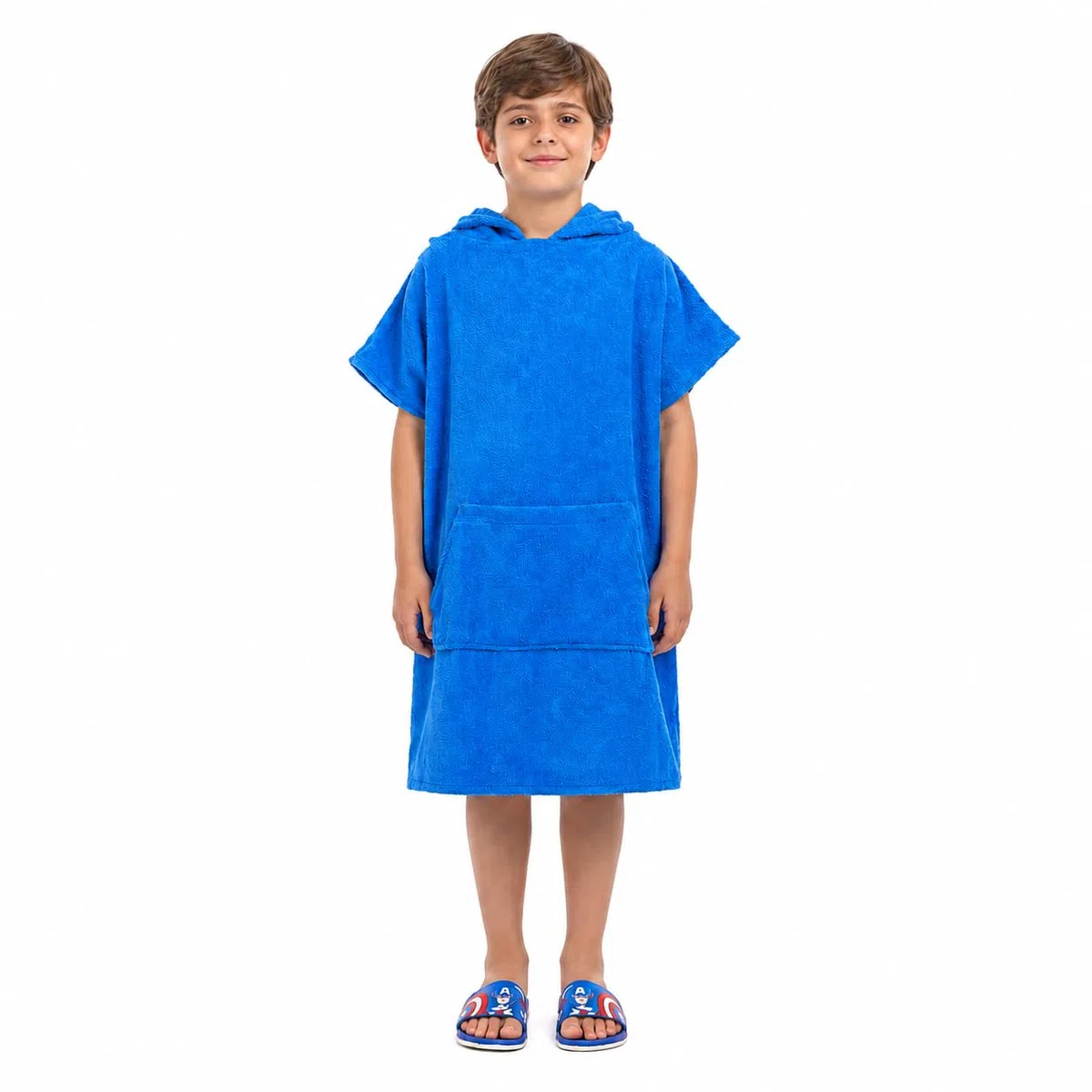 ALLEN & MATE 100% BAUMWOLLE Kinder-Strandtuch-Poncho – Übergroßer, schnelltrocknender Bademantel zum Umziehen mit Kapuze und Tasche für Jungen und Mädchen