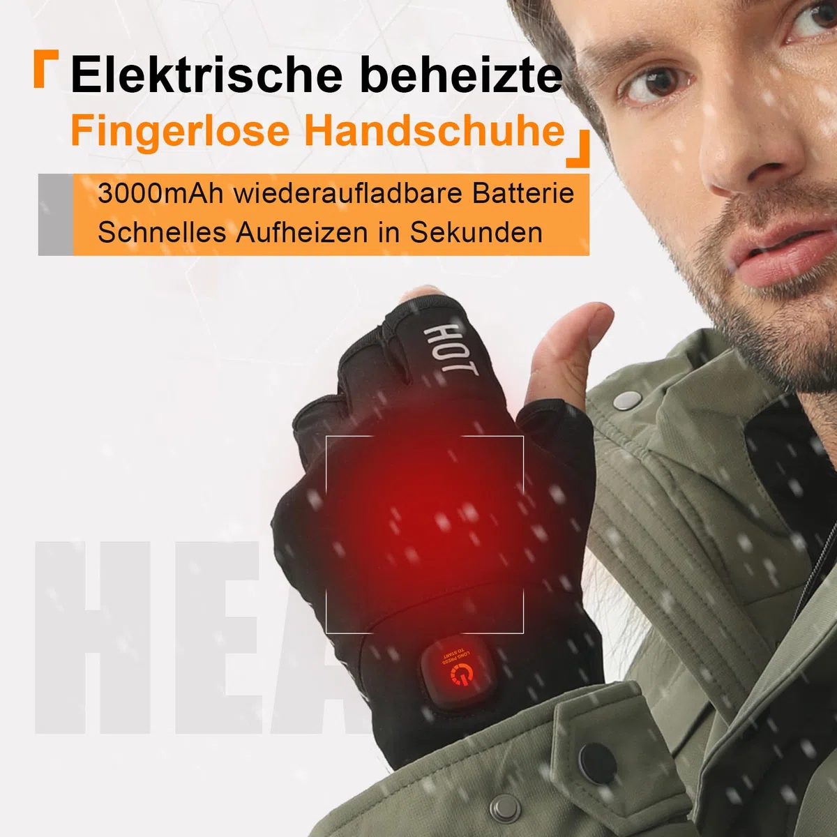 uncn Beheizte Handschuhe Fingerlos für Frauen Mann Arbeit Touchscreen Handschuhe für Winter Kaltes Wetter Wiederaufladbare Elektrik