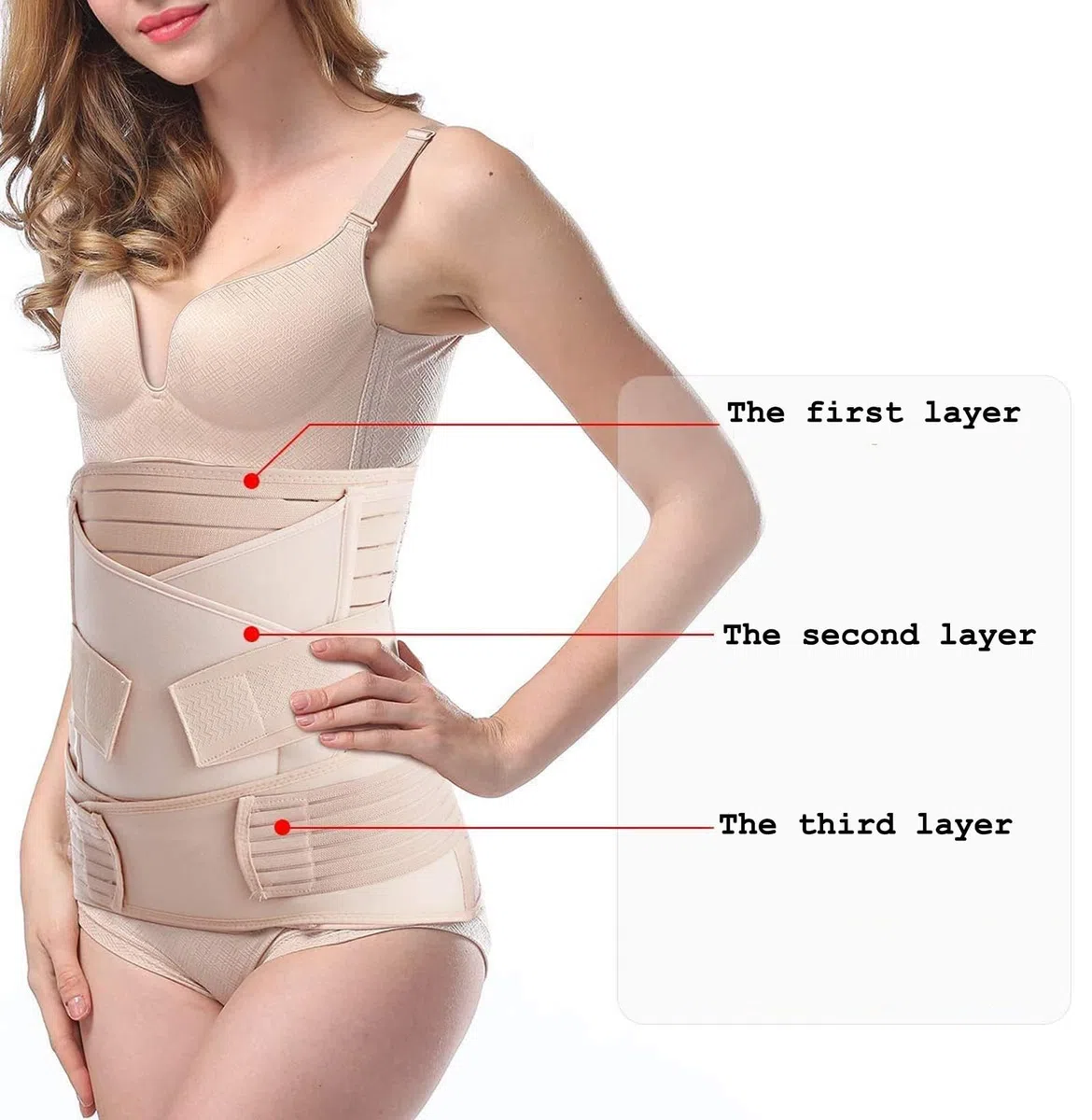 TiRain Damen 3 in 1 Postpartum Support - erholung Bauch/Taille/beckengurt Shapewear Nude One Size