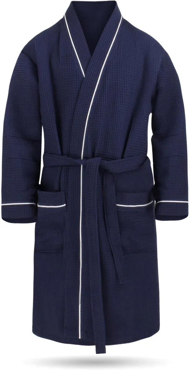 normani Herren Bademantel Morgenmantel aus 100% Baumwolle - Waffelbademantel - dünner Kimono für Männer