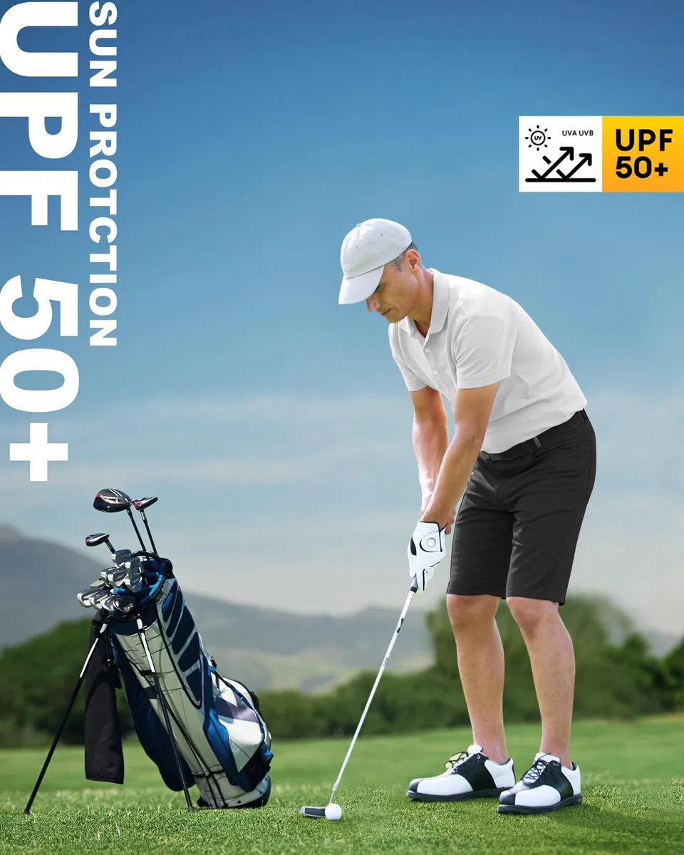 33,000ft Herren Golf Shorts Stretch Kurze Golfhosen Leichte Schnelltrocknende 11" Bermuda Shorts Kurze Hose mit 3 Tee-Halter Casual Shorts Arbeitshorts mit 5 Taschen für Golfen Arbeit