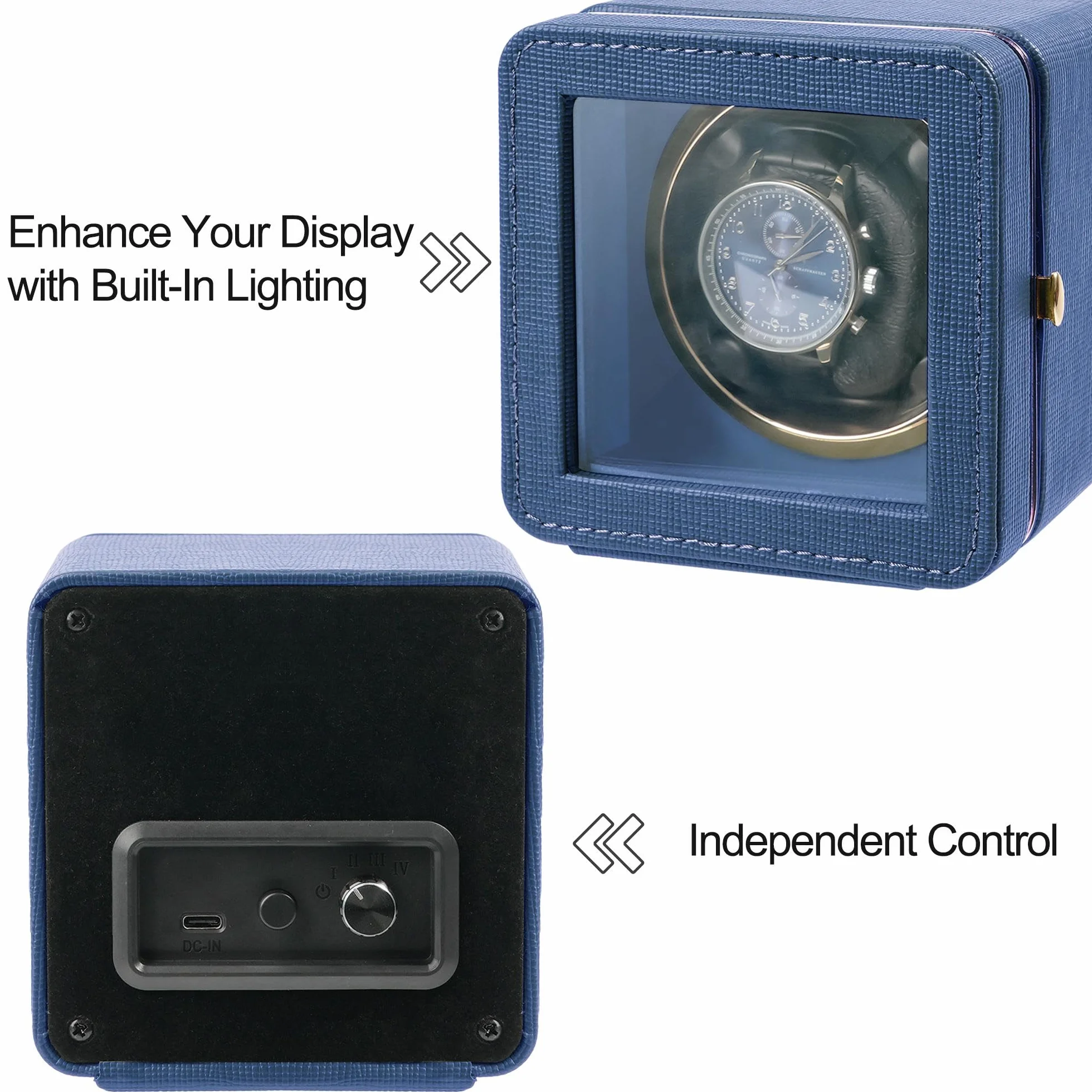 Uhrenbeweger 1 Uhren Automatik Uhrenbeweger Box für Automatikuhren USB-Ladekabel Watch Winder PU Leder Uhrengehäuse mit leisem Motor