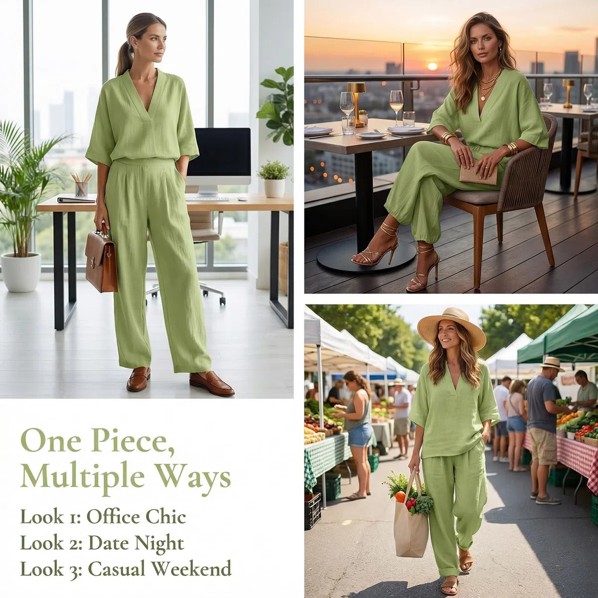 2 Teiler Damen Sommer Trainingsanzüge Zweiteiliges Set Kurzarm Knopfbluse & Weite Hose Musselin Leinenanzug Elegant Leichte Hosenanzug Strand Outfits Einfarbig Hausanzug Freizeitanzug