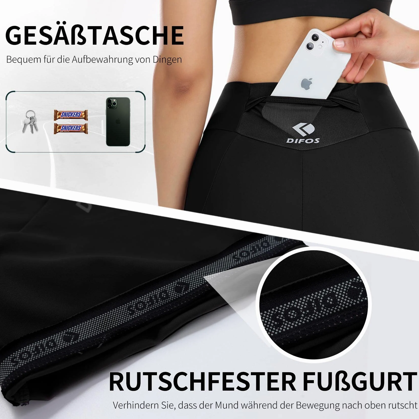 Radlerhose Damen Gepolstert High-Waist Fahrradhose Kurz mit 4D Sitzpolster Radhose Schnell Trocknende Gesäßtasche