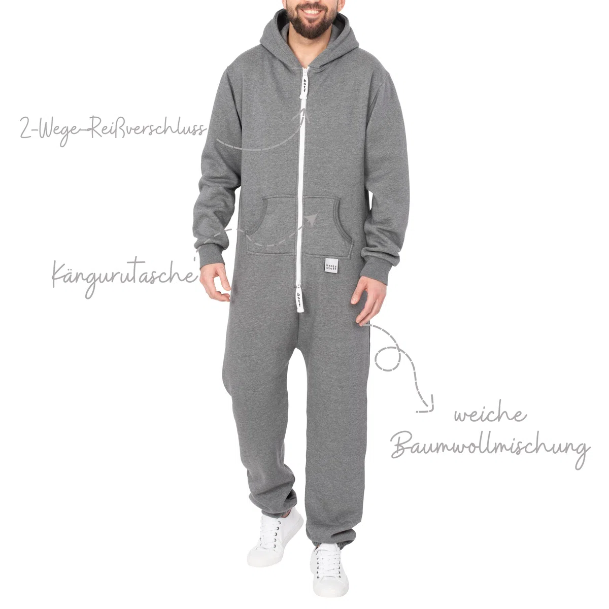 Sheeesh Herren Jumpsuit Overall Onesie Einteiler Hausanzug Baumwolle