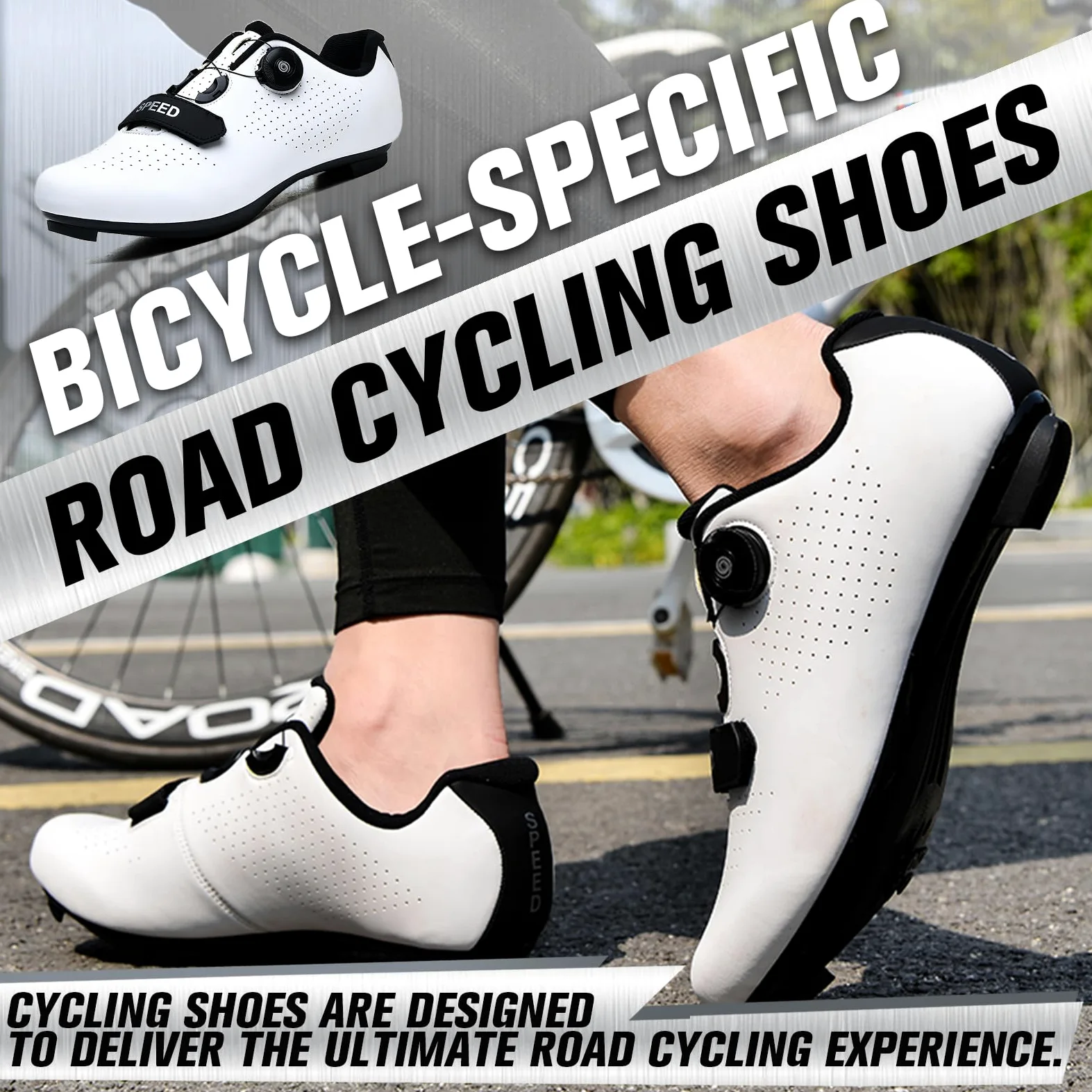 LZQpearl Einfarbige Fahrradschuhe, Rennrad Und MTB Radsport Schuhe Für Herren Damen, Professionelle Outdoor-Sneaker, Kompatibel Mit Peloton SPD/SPD-SL Und Look