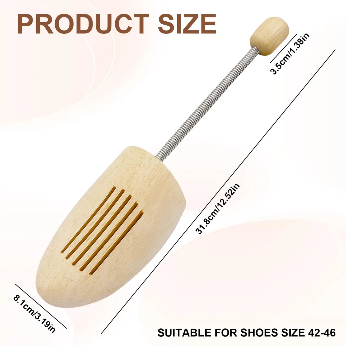 Schuhspanner Holz 2 Stück Shoe Tree Mit Stahlfeder Herren Damen, Stiefelspanner aus Echt-Holz mit Metall-Spiralfeder für Alle Schuhgrößen 42-46 für Stiefel oder Sneaker.