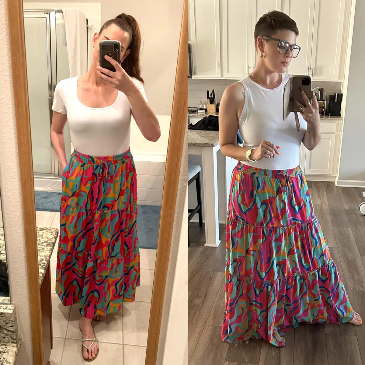 Timuspo Maxirock Damen Lang Elegant Boho Rock Casual Midirock A-Linie Einfarbig Sommerrock Röcke mit Taschen Elastische Hohe Taille Strandrock Freizeitrock