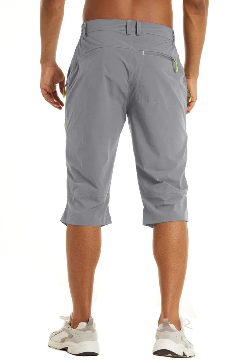 KEFITEVD Herren 3/4 Outdoor Hose Schnelltrocknend Viele Taschen Wanderhose Stretch Capri Radhose Leicht Atmungsaktiv Sommer Shorts
