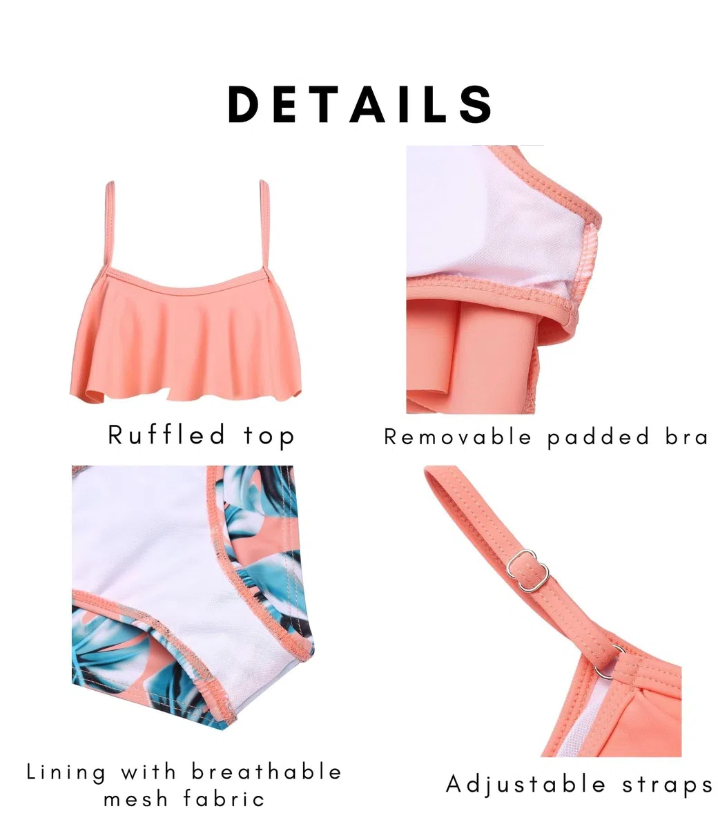 Arshiner Mädchen Bikini Set Volant Zweiteilige Badeanzüge Kinder Gerüschte Bikinislips Bademode Schwimmanzug Badebekleidung Schwimmen Badeset für Kinder 5-14 Jahre