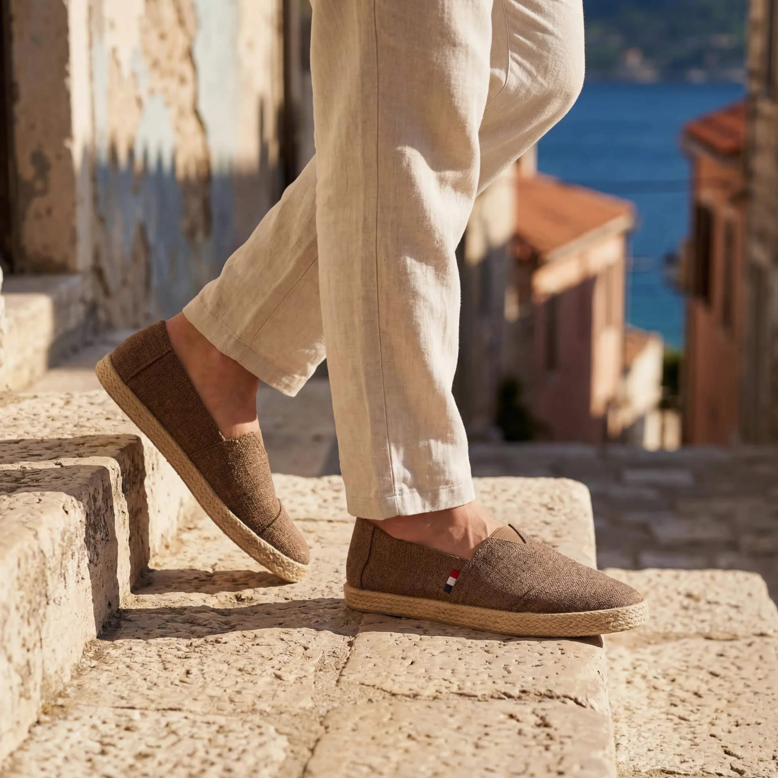 GLAMORA Espadrilles für Herren, Segeltuch, ohne Schnürsenkel, atmungsaktiv, rutschfest, Sommerschuhe, Slip-On-Schuhe, lässig, leicht, bequem, Mokassin, Stoff, Jutesohle, Stil, Komfort