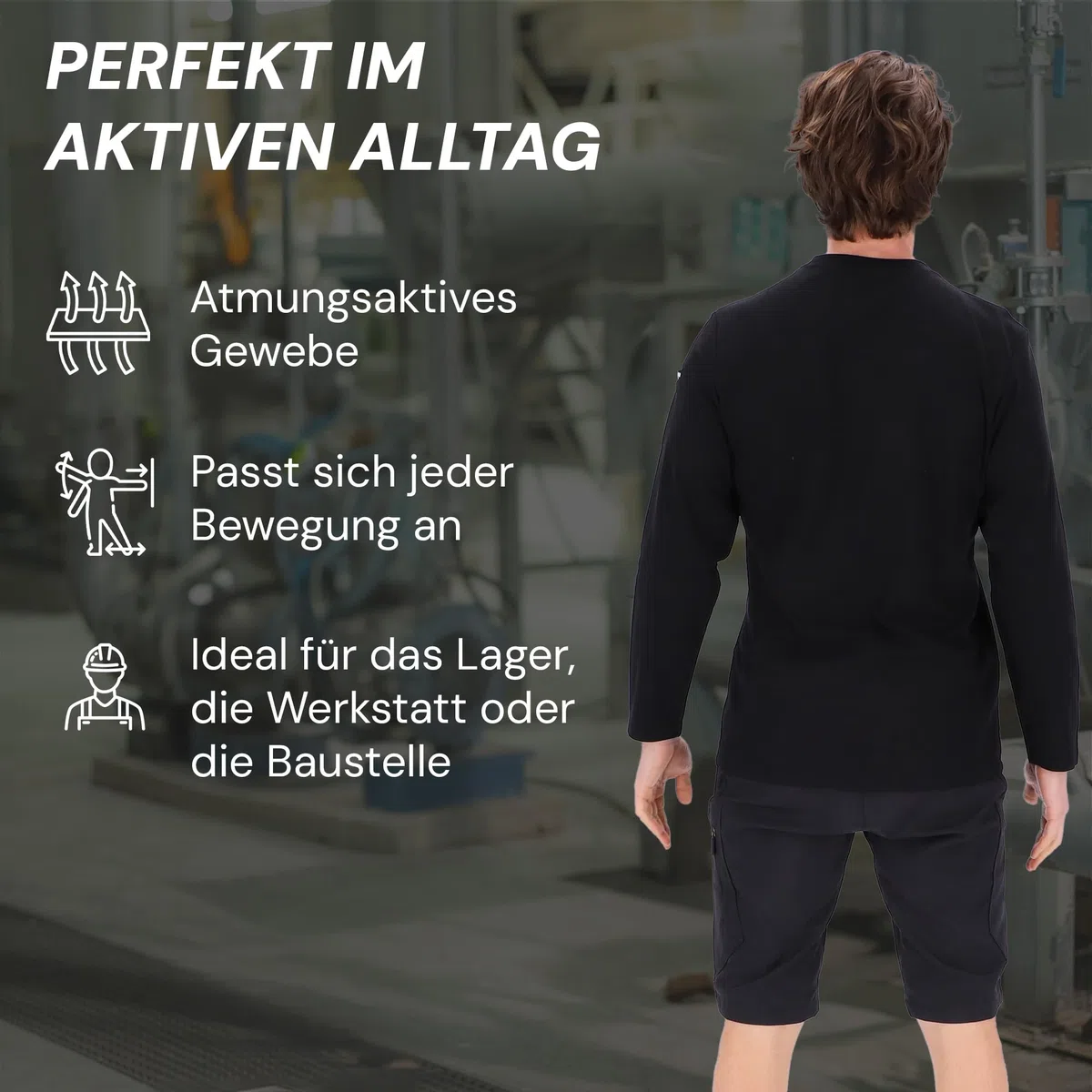PUMA Workwear Advanced Kollektion - Longsleeve Herren Pullover - Brusttasche und Utility Fach an der Schulter, Strapazierfähiges und atmungsaktives Gewebe - Für Handwerk und Logistik