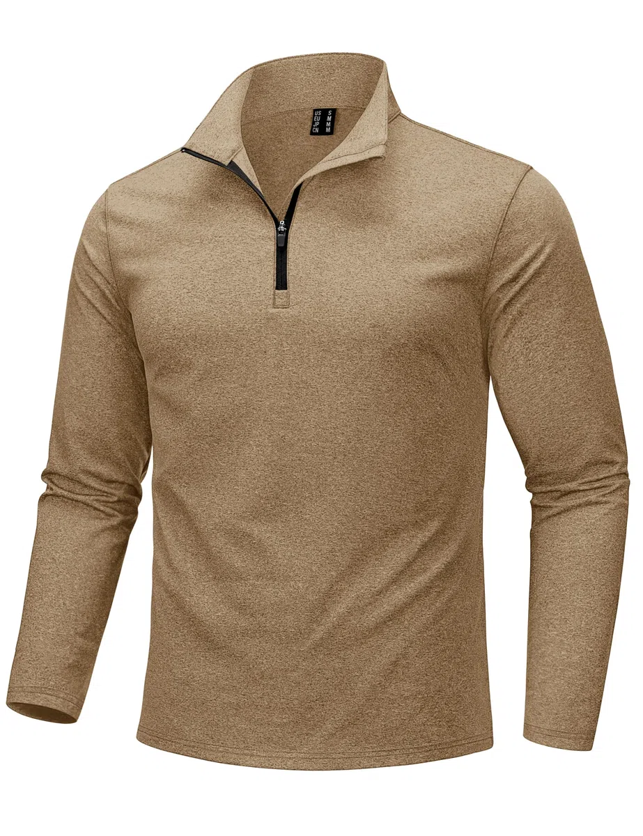 KEFITEVD Herren 1/4 Zip Fleece Pullover Langarm Funktionsshirt Warm Wanderpullover Atmungsaktiv Sportshirt Ski Fahrrad Shirt