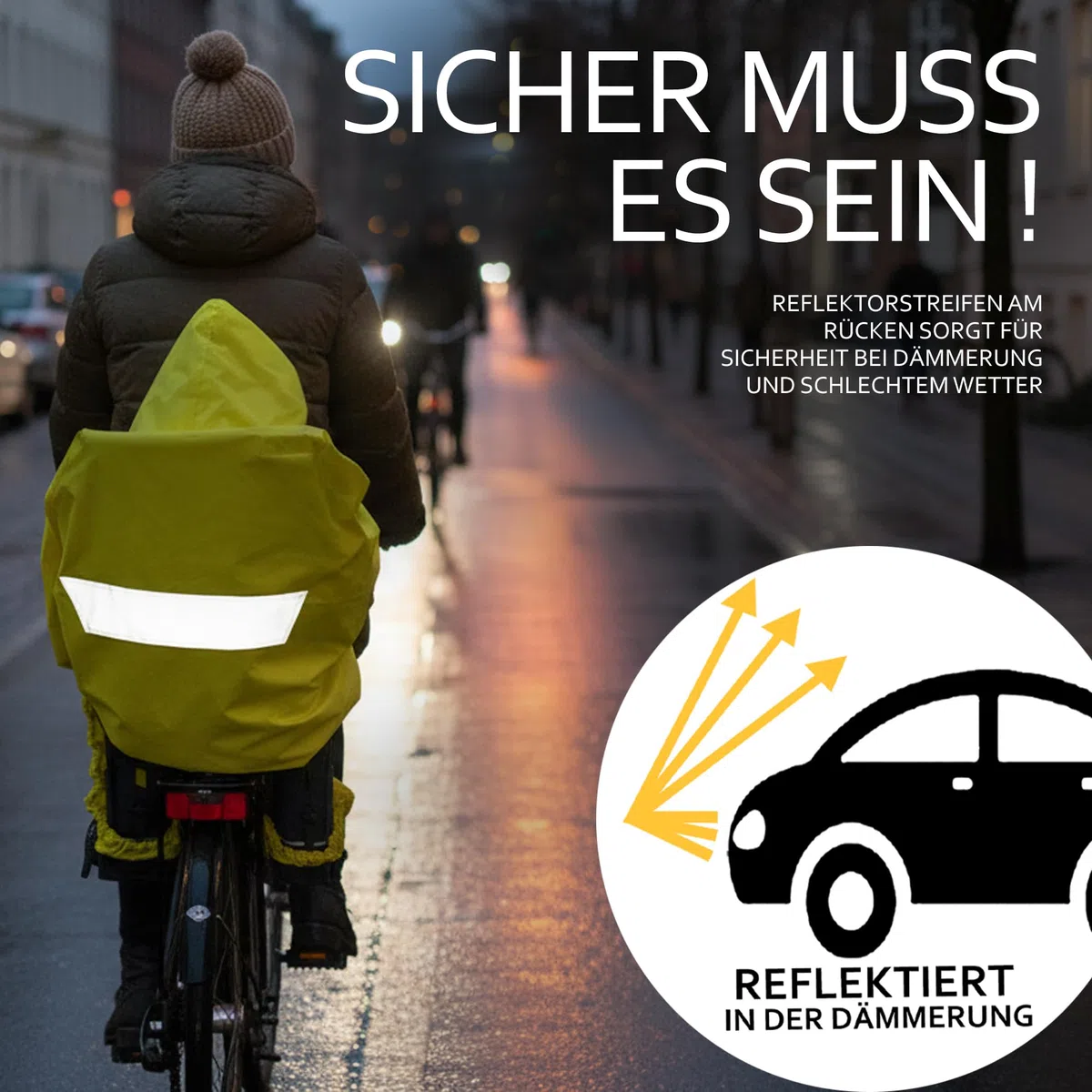 BambiniWelt Regencape Kinder – Regenponcho für Fahrradsitz, für Römer, wasserabweisend & reflektierend, Nylon Regenschutz mit Kapuze für Helm, für Kinderfahrradsitze