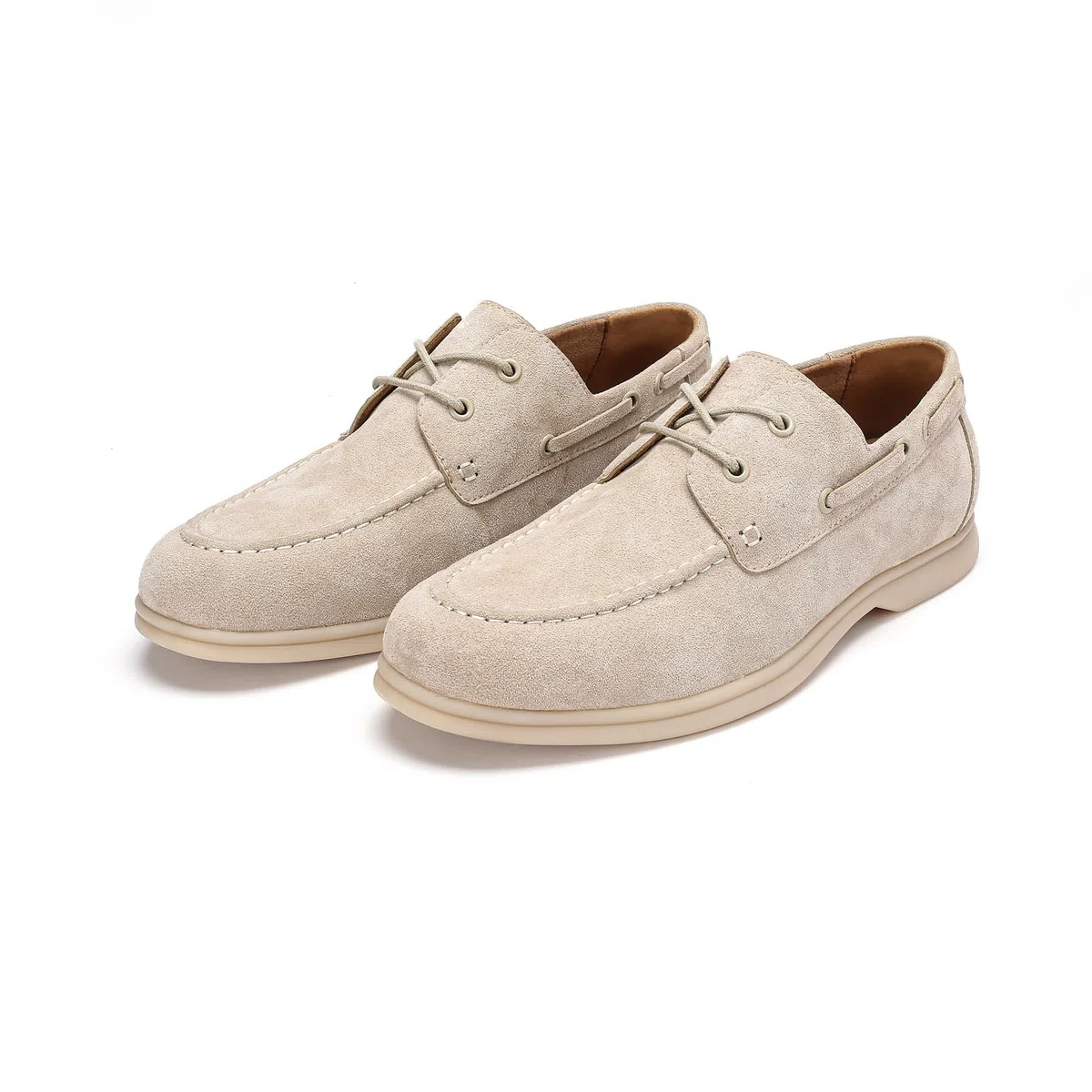 Allthemen Herren Bootsschuhe Wildleder Segelschuhe Leder Loafer Mokassins mit Schnürung Boat Shoes