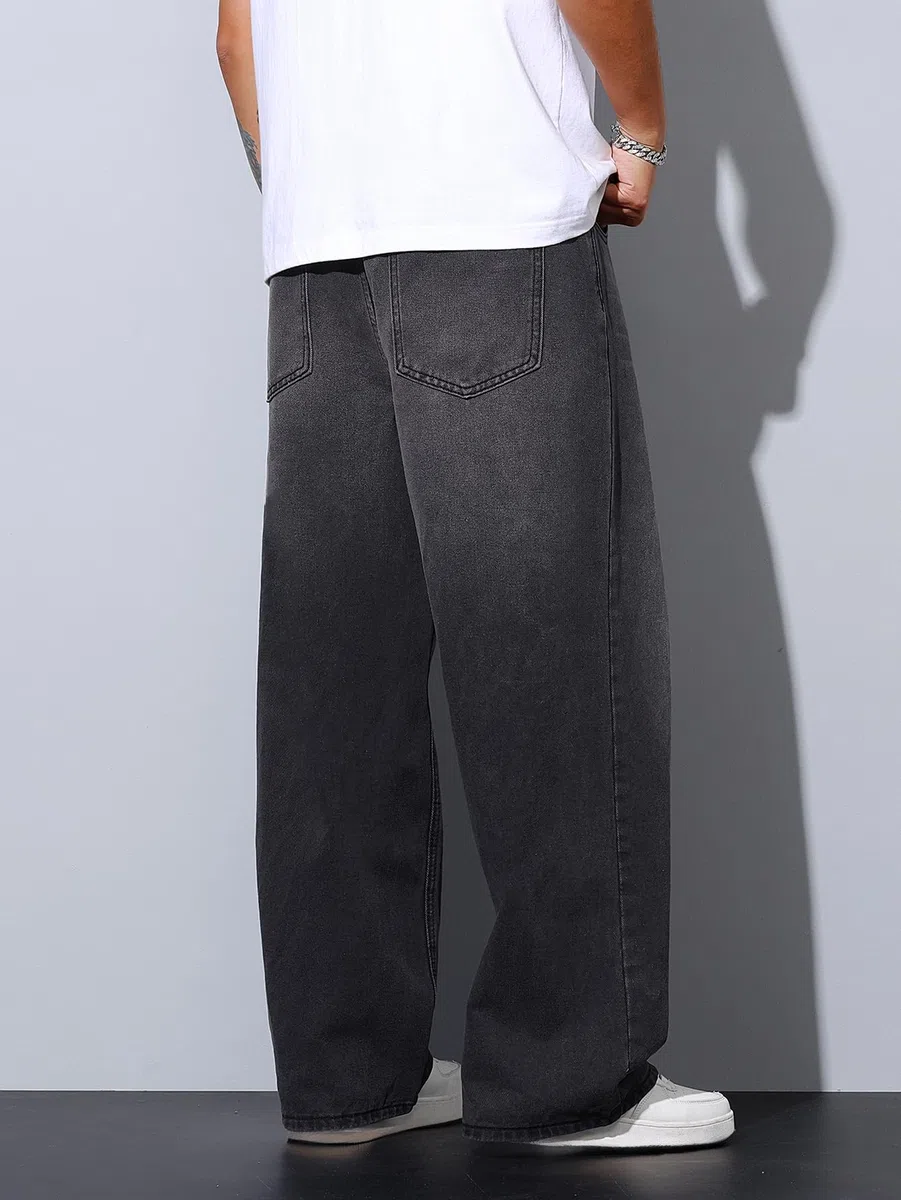 Herren Irreguläre Naht Baggy Jeans Y2K Hip Hop Weit geschnittene Denim-Hosen Skater Jeans