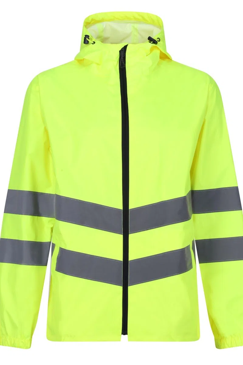 Regatta TRW497 20070 professionelle Warnschutzjacke, wasserfest und winddicht, verstaubar, Gelb, Größe L