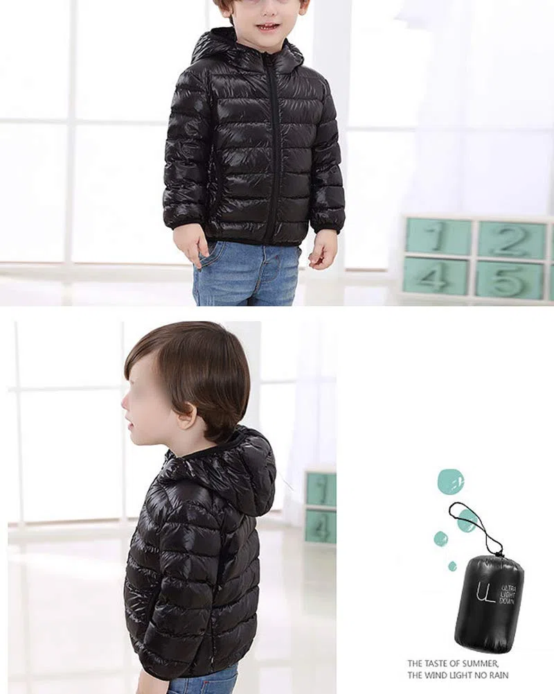 HONGBI Kinder Down Hoody,Kurze Leichte Daunenjacke mit Kapuzen Warme wasserdichte Winterjacke Outdoor Steppjacke Daunenmantel Gepolsterte Jacke Winter Winddicht Übergangsjacke für Maedchen Jungen