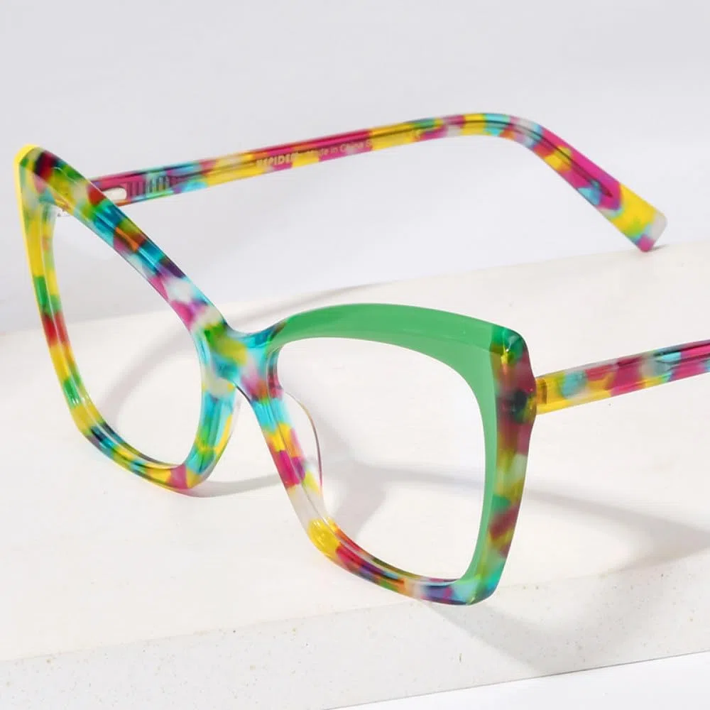 MUTYNE Mehrfarbige Acetat-Brillengestelle für Damen, trendige Cat-Eye-Brillen, Brillen