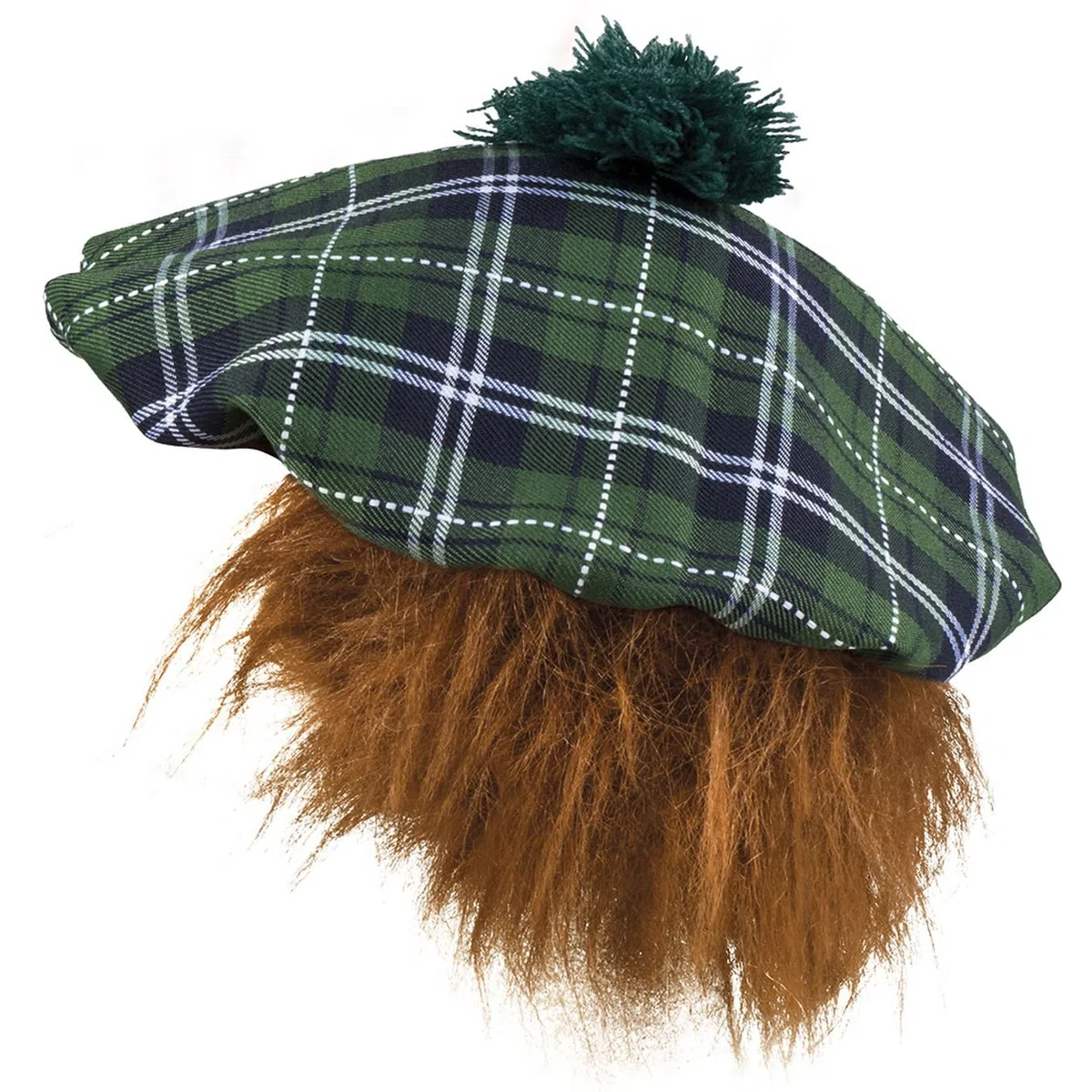 Boland - Barett Mister Tartan, Mütze mit Haar, Karo-Muster, Schotten-Kostüm, Accessoire, Karneval, Mottoparty, Grün (Packung mit 6)