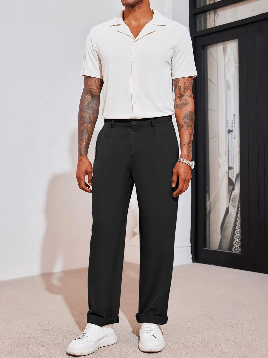 Runcati Herren Chino Hose Lockere Freizeithose Elegante Anzughose Stilvolle Stoffhose Männer Hosen für Business
