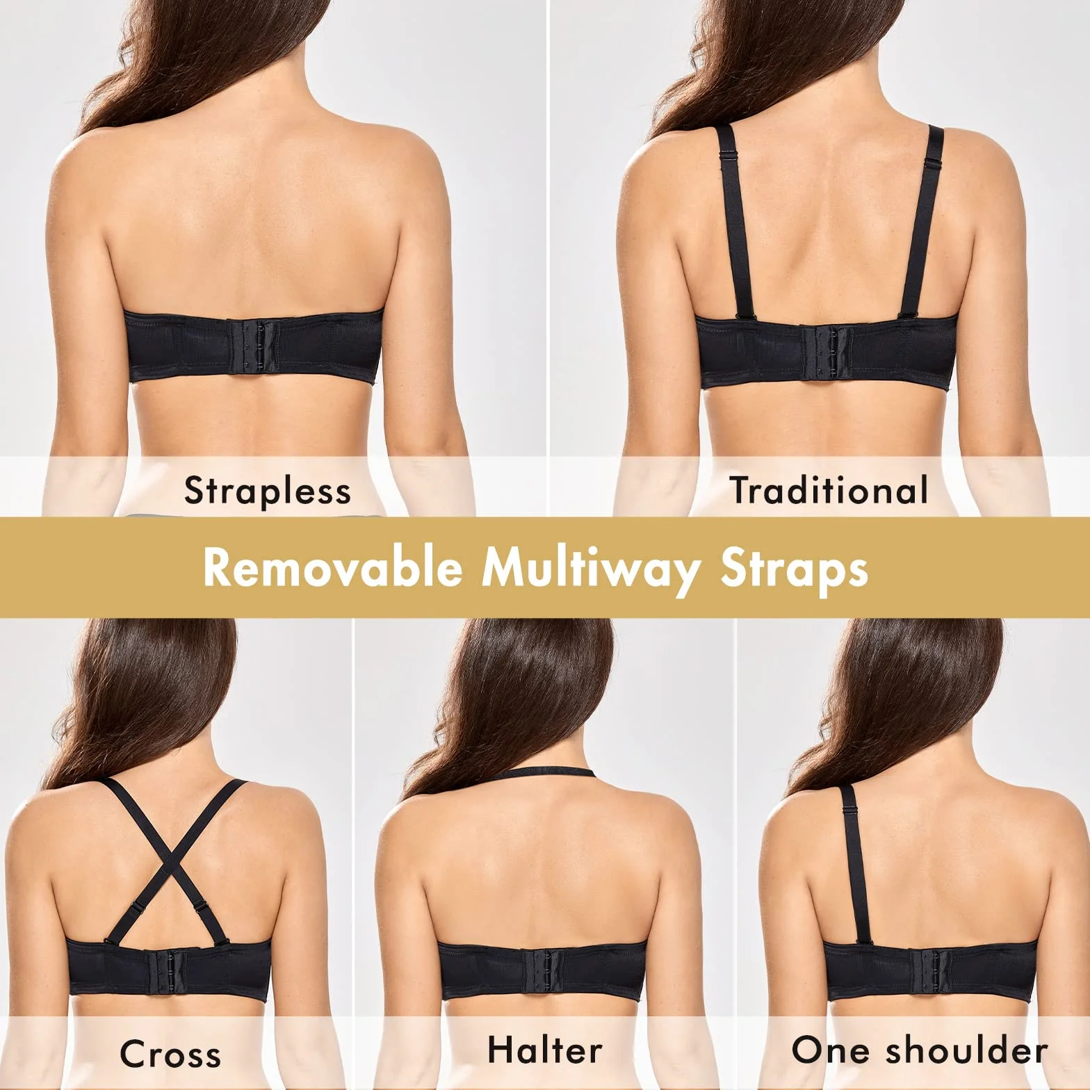 DELIMIRA Damen Trägerloser BH mit bügel Große Größen Seamless Dirndl BH mit Geformte Cups