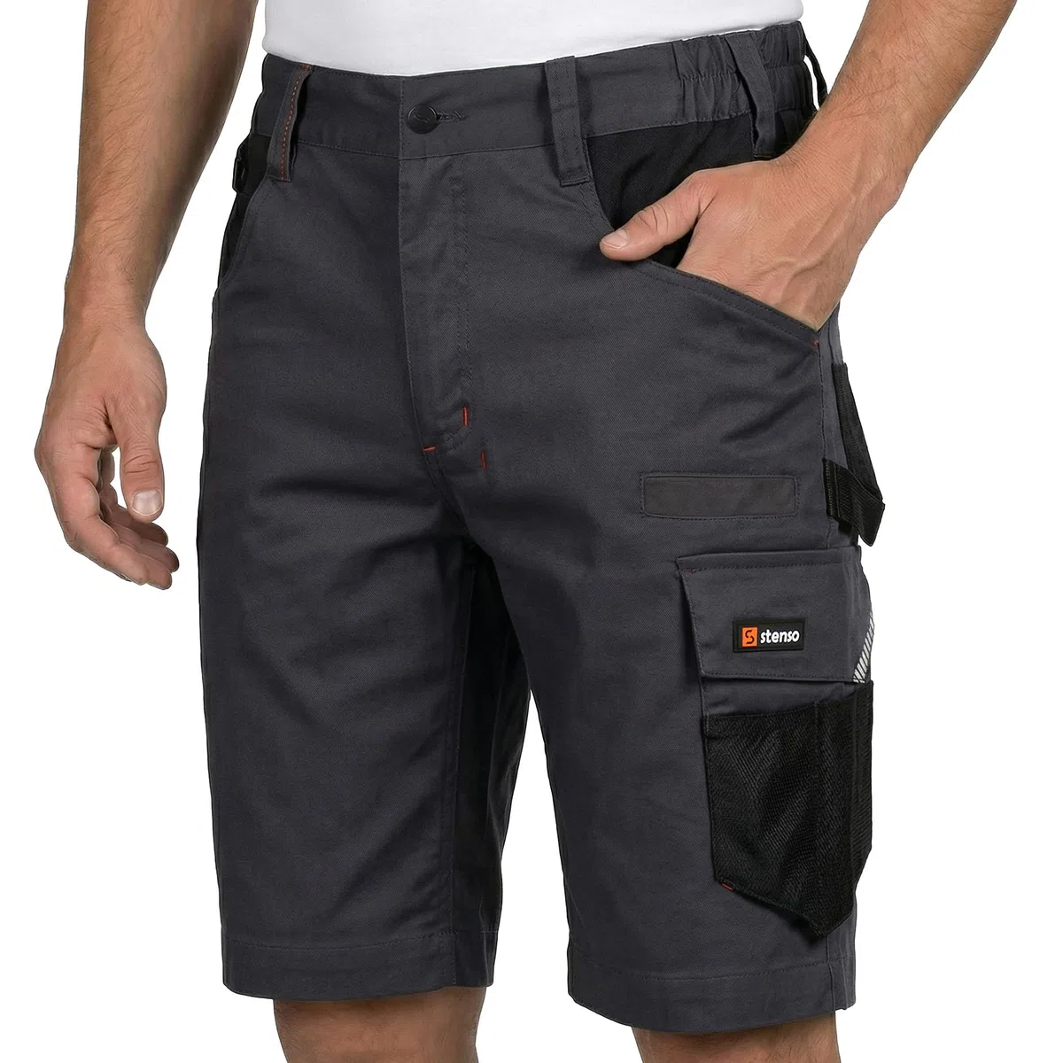 Stenso Kastor Kurze Arbeitshose Herren Mit Stretch Für Hohe Bewegungsfreiheit, Arbeitshosen Männer Kurz Mit Multifunktionstaschen, Arbeitshose Kurz Herren Für Baustelle Und Heimwerken