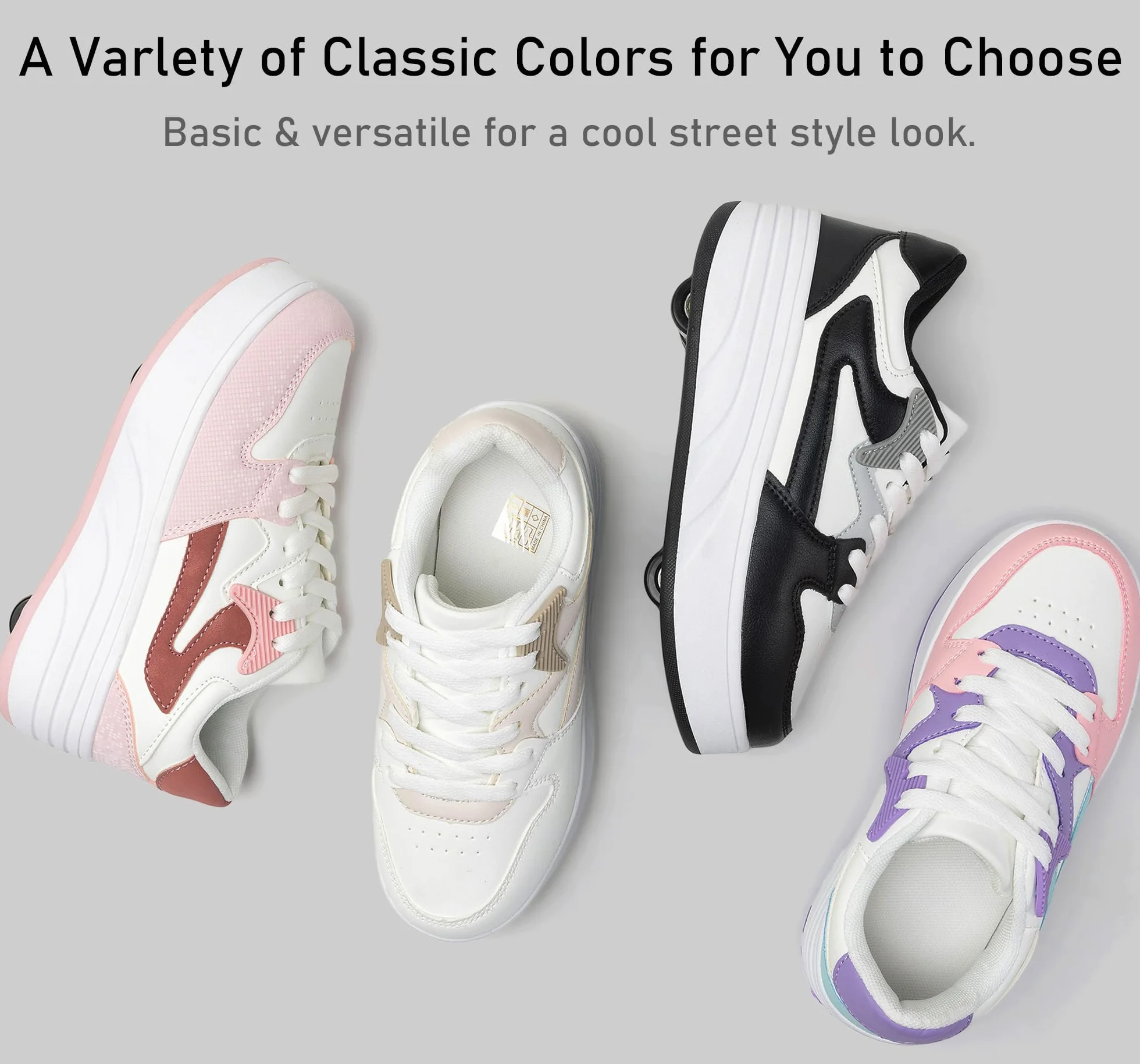 Rollschuhschuhe für Kinder Jungen Mädchen Sneakers mit abnehmbaren Rädern Sportschuh