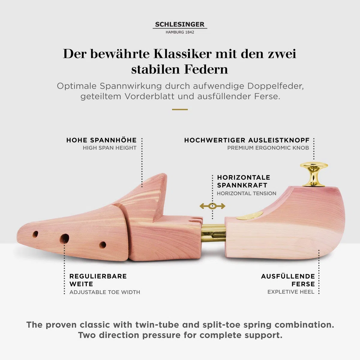 Schlesinger - TESTSIEGER - Premium Herren Schuhspanner aus edlem Zedernholz für eine optimale Schuhpflege - Modell Kaiser - Inklusive Gratis Schuhpflege E-Book