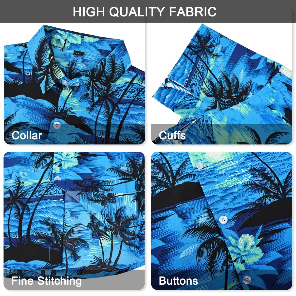 Hawaiihemd Männer Blumen Freizeit Strandhemd mit Brusttasche Atmungsaktiv Regular Fit Hawaii Shirt