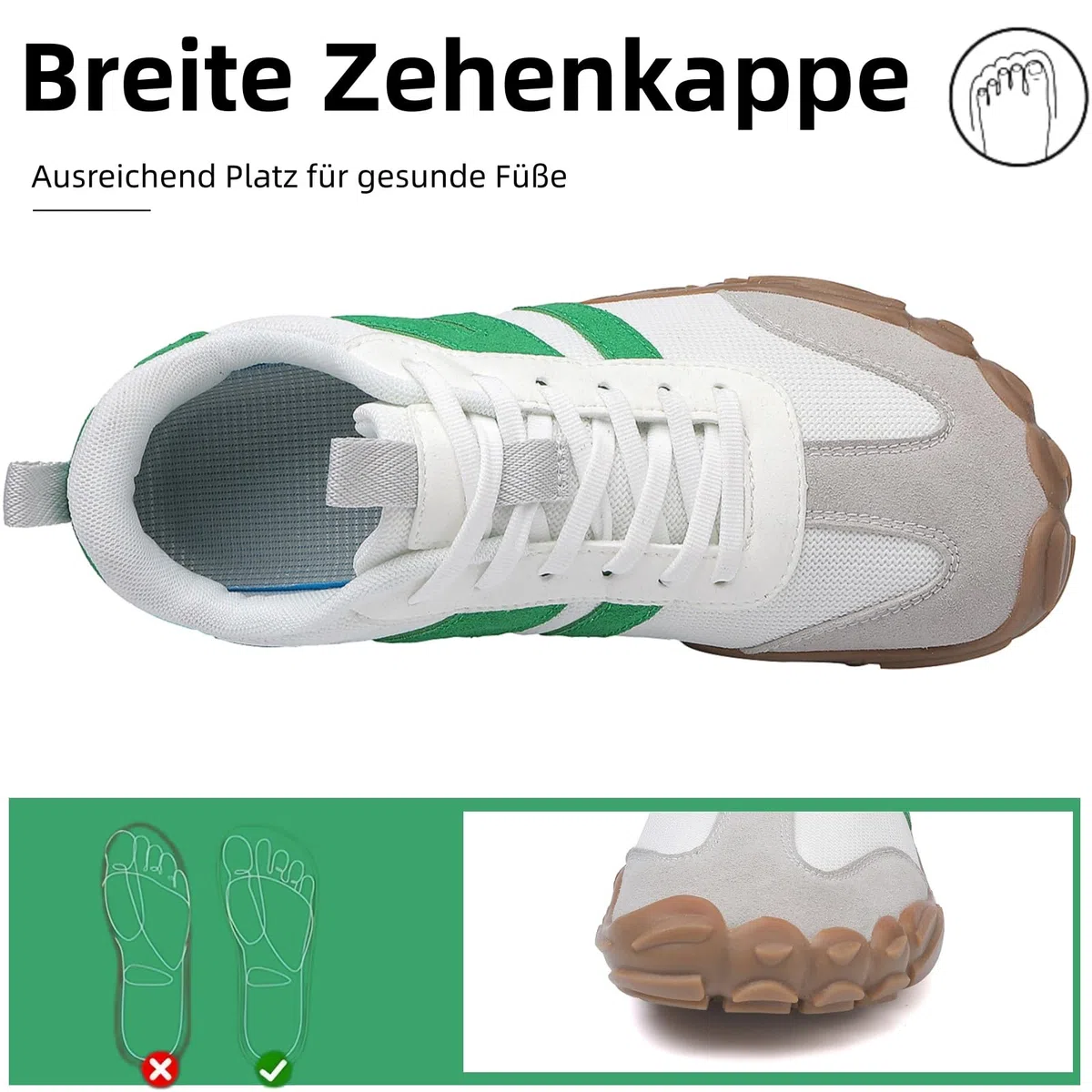 Barfußschuhe Herren Damen Barfussschuhe Breite Zehenbox Outdoor Walkingschuhe Barfuss Traillaufschuhe Leichte Minimalistische Fitnessschuhe Barfuß Sneaker mit Zero-Drop Solhe