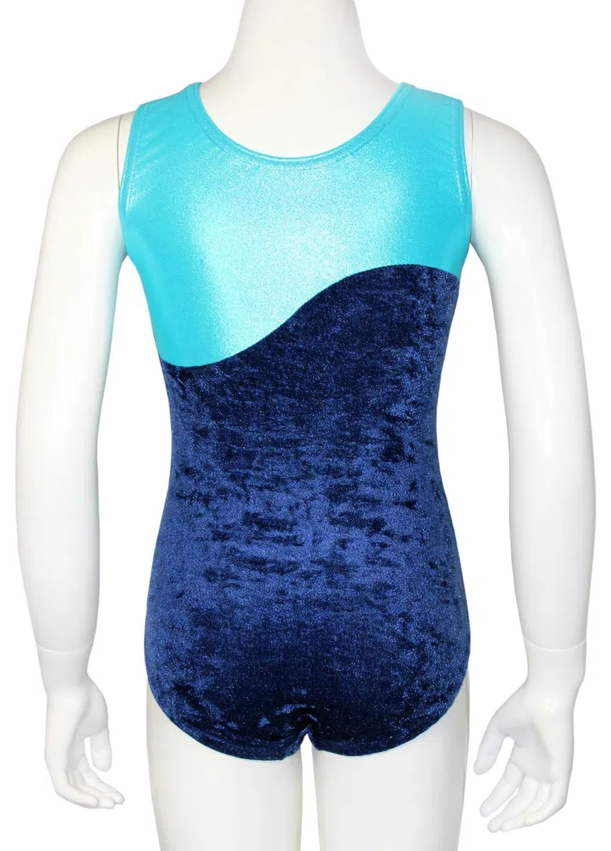 Turnanzug Welle Crash Samt – Mädchen Gymnastikanzug kurzarm | Ärmelloses Turntrikot aus Stretch-Samt für Kinder – Made in Germany