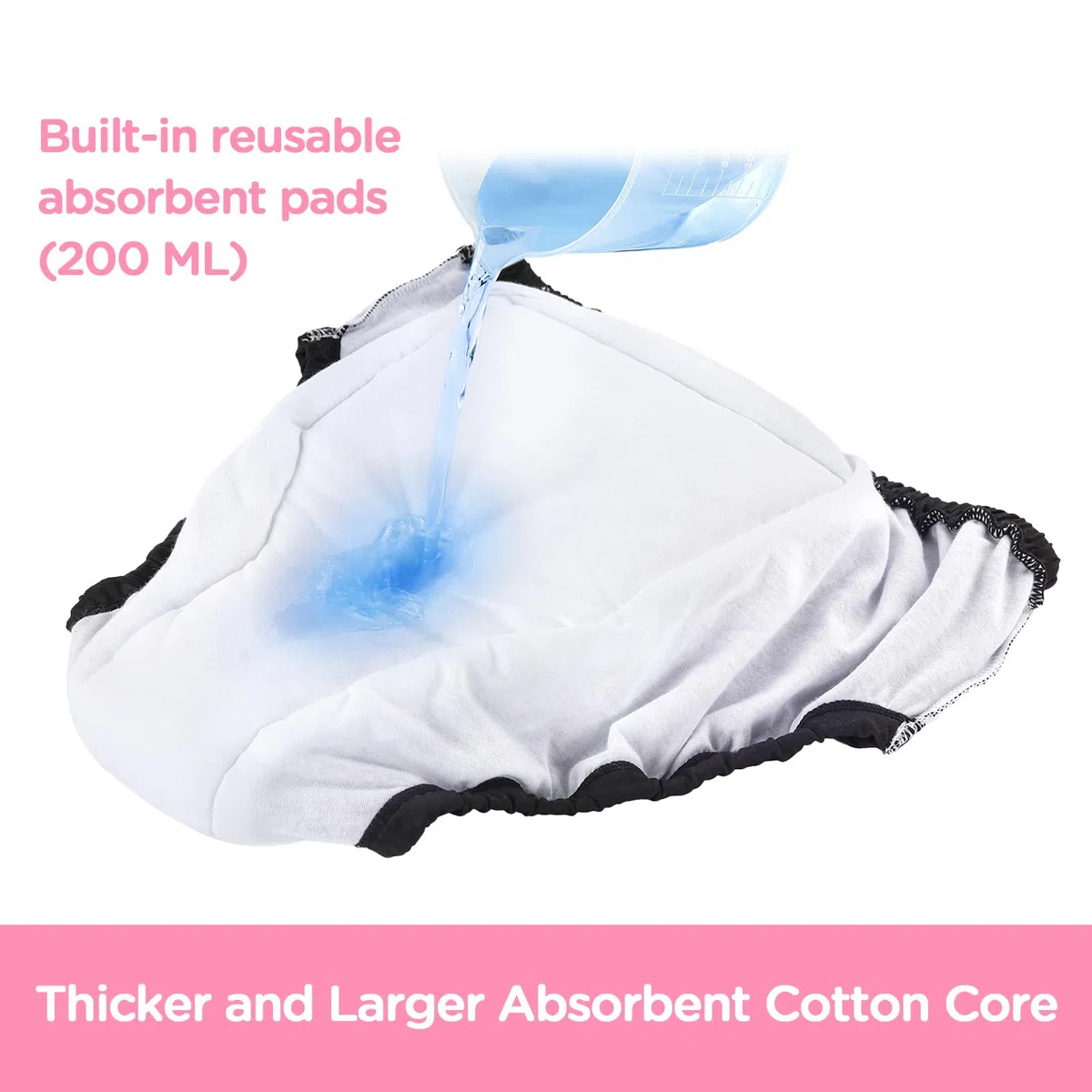 LittleForBig Weiche Seidiges Unterwäsche Bequeme Waschbare Wiederverwendbare Primary Comfort Cloth Trainingshosen für Erwachsene Schwarz S