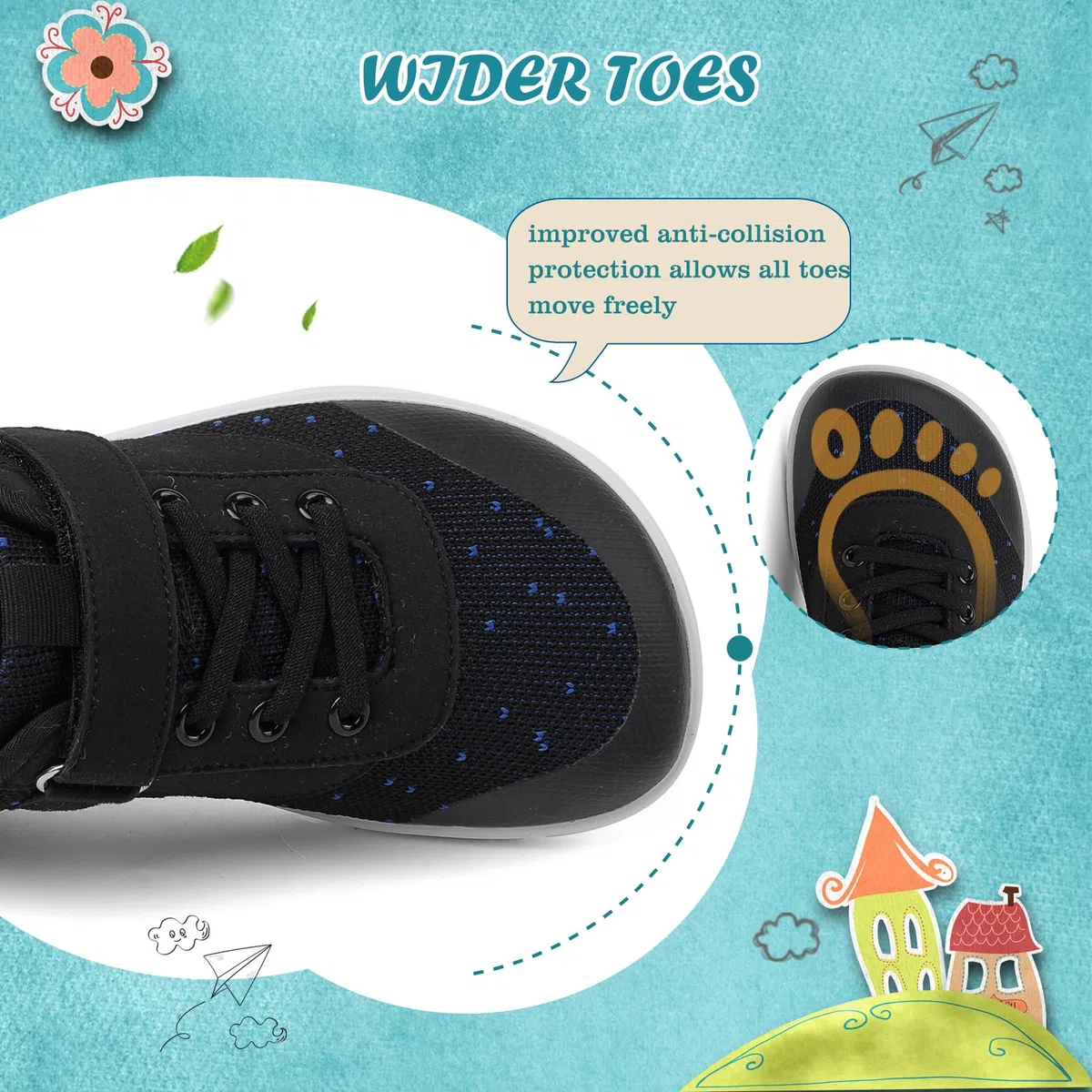 AONEGOLD Barfußschuhe Kinder Breite Zehenbox Jungen Mädchen Atmungsaktiv rutschfest Comfortable Hausschuhe Traillaufschuhe Outdoor Walking Schuhe